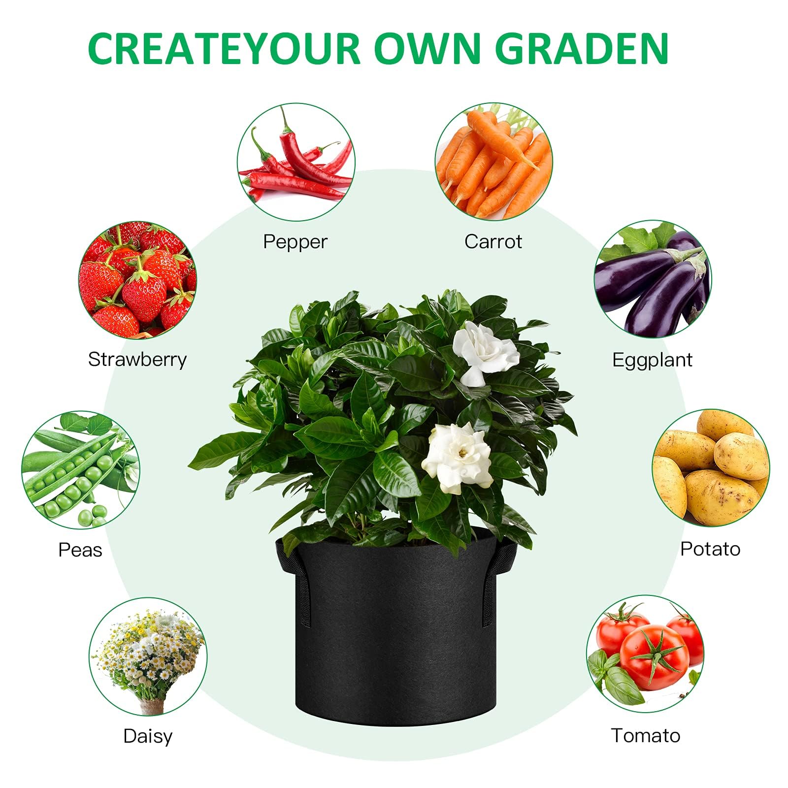 JNYONG reusable grow bag for indoor and outdoor use.