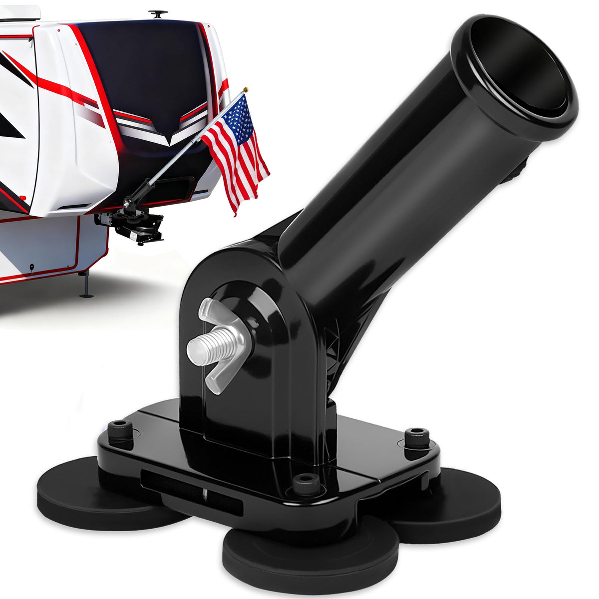 joaoxoko magnetic flag holder mounted on metal surface for quick drill-free installation.