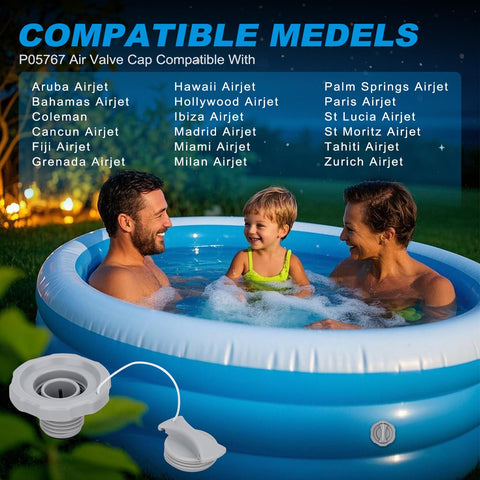 JoaSinc P05767 air valve cap highlighting durable ABS material for spa use.