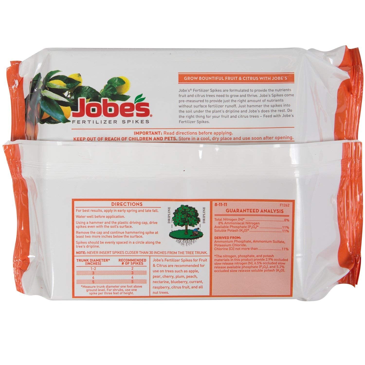 Jobe’s fertilizer spikes positioned at the dripline provide continuous nutrients beneath the surface.