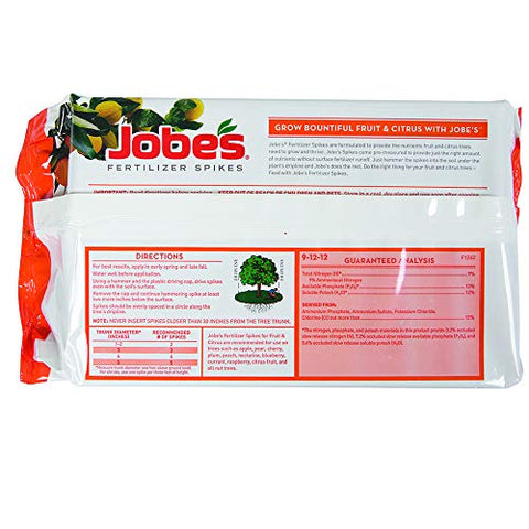 Jobe's Organics 9-12-12 NPK label highlights balanced nutrients.