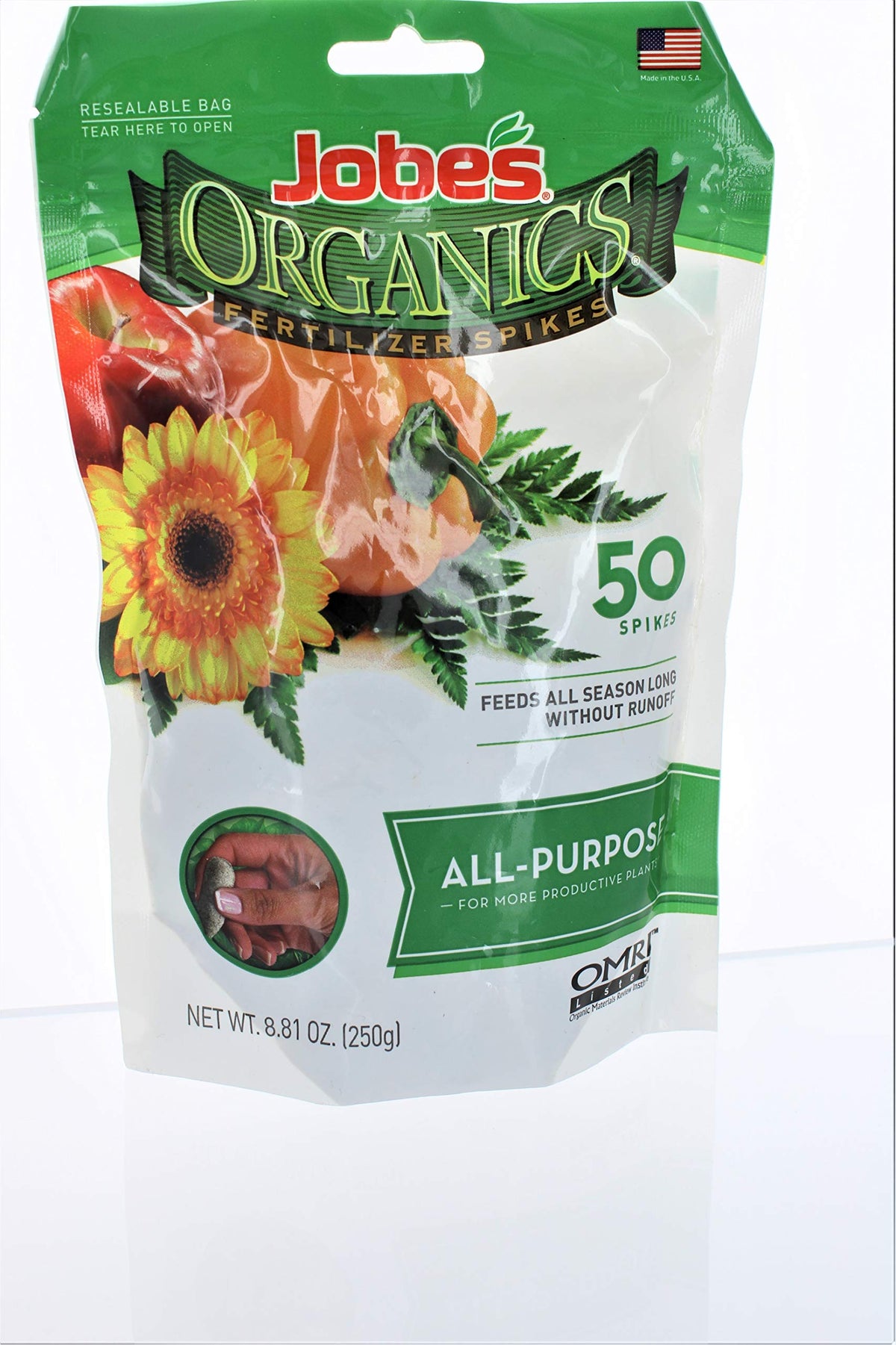 Jobes Organics All-Purpose Fertilizer Spikes in a resealable bag deliver convenient root nutrition.