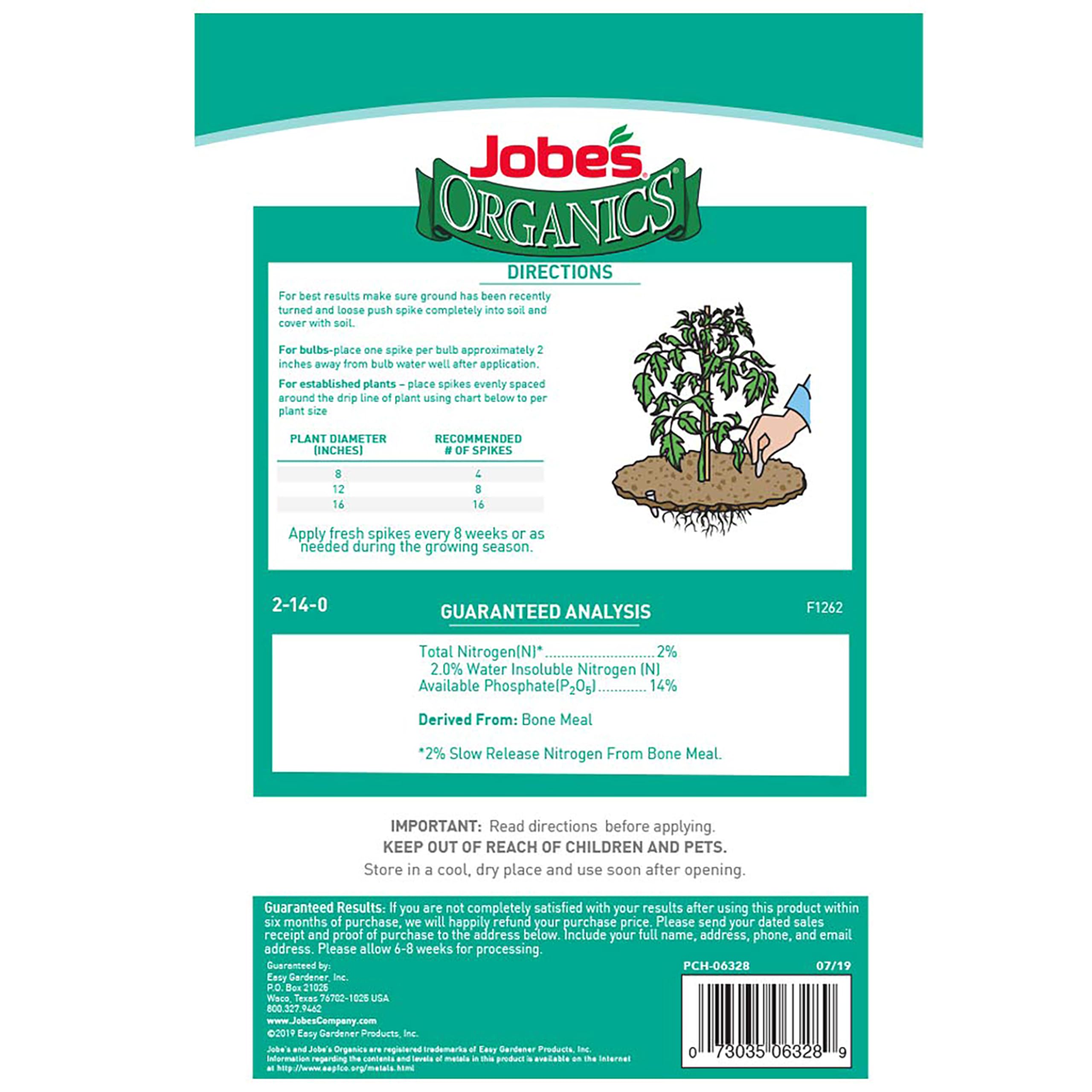 Jobe's Organics Bone Meal Spikes for tomatoes supporting strong root nourishment