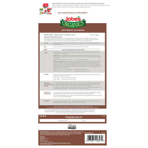 Jobe's Organics compost nitrogen balance with blood meal supporting soil health.