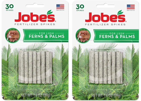 Jobe's Organics fern and palm spikes close-up showing easy slow-release feeding for indoors