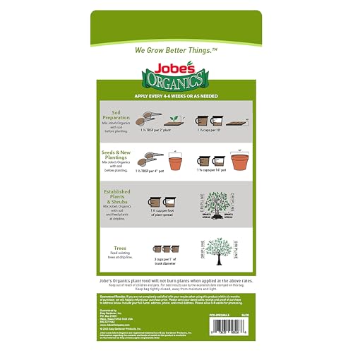 Jobe’s Organics fertilizer pouring onto soil for easy coverage.