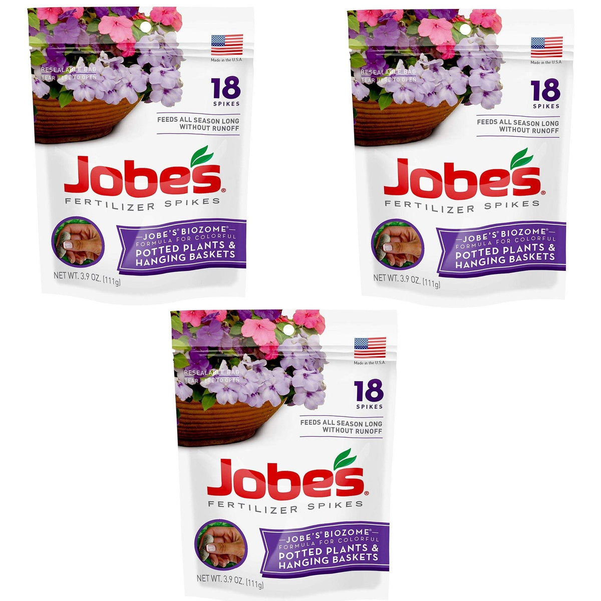Jobe's Organics fertilizer spikes packaging for easy, mess-free feeding.