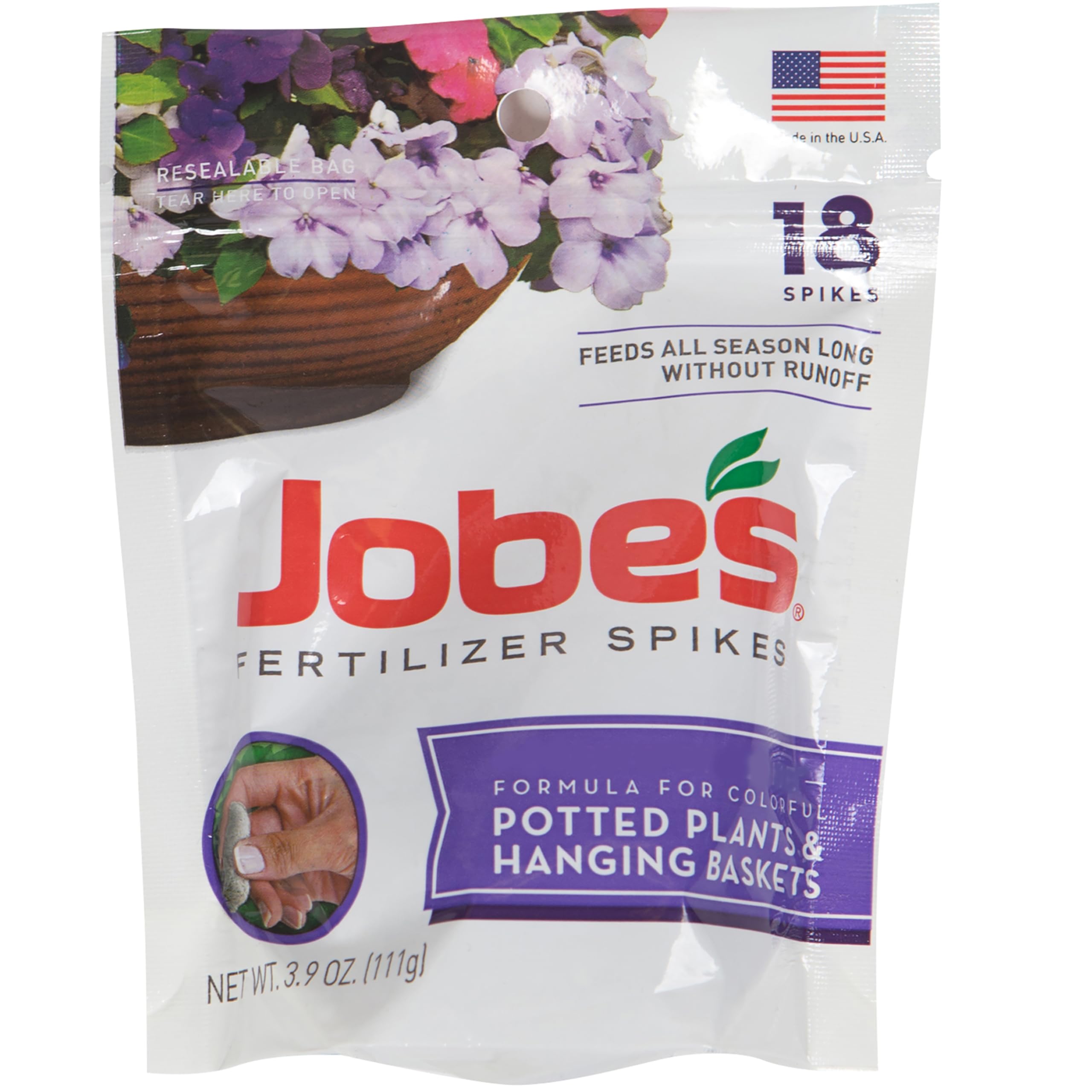 Jobes Organics flower spikes in package for neat root feeding and blooms