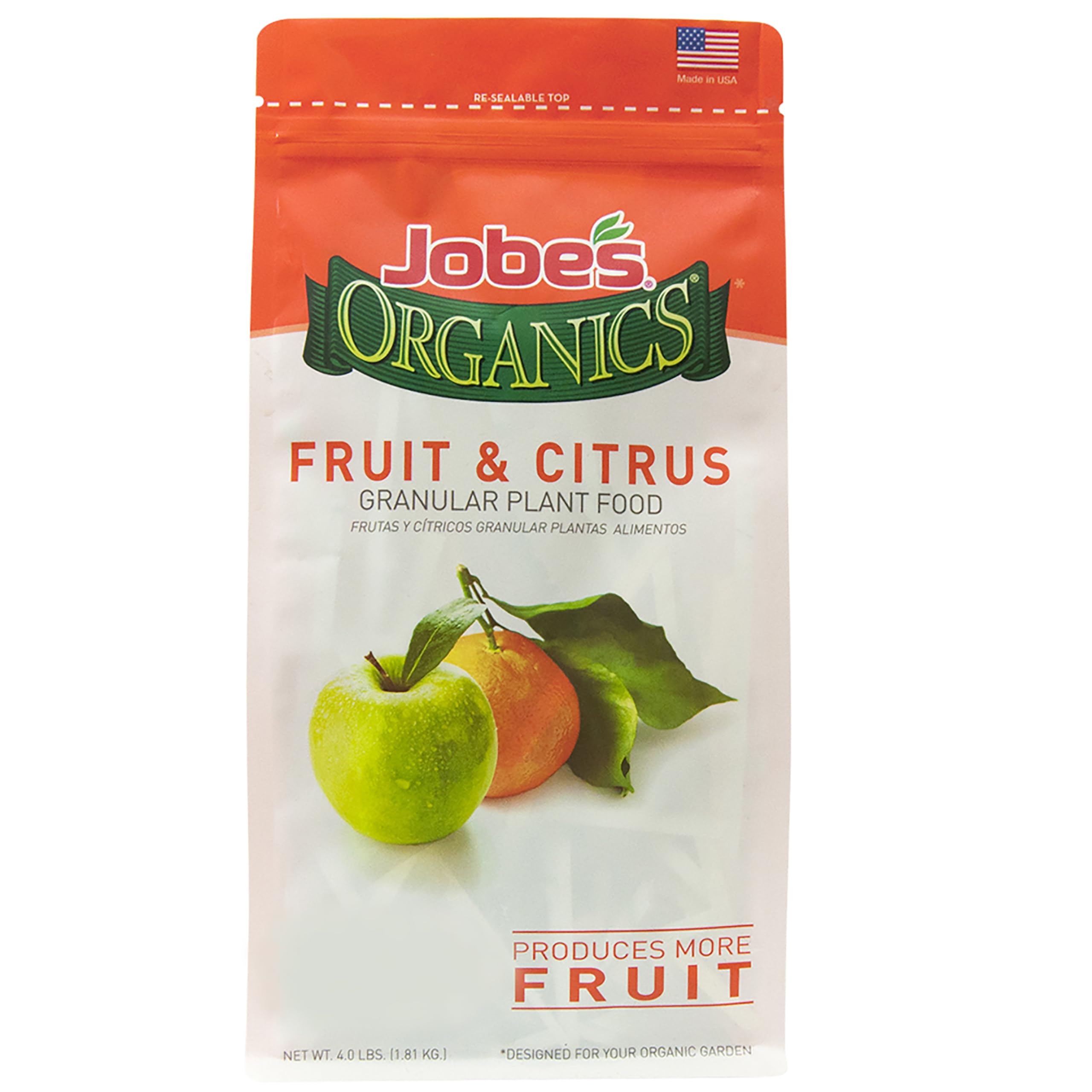 Jobe’s Organics fruit citrus granules promote healthy growth in trees.