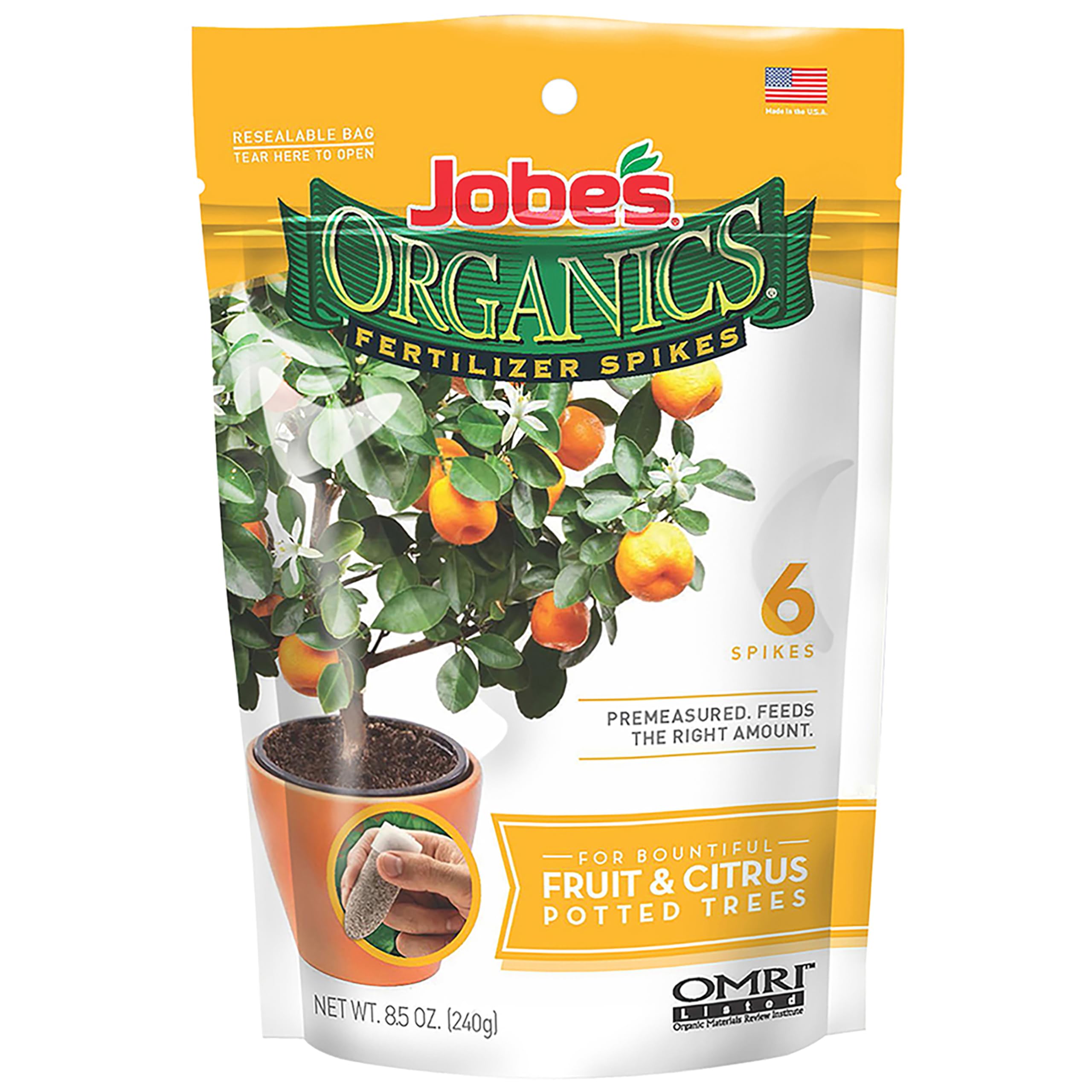 Jobe's Organics fertilizer spikes pack for easy, mess-free feeding.