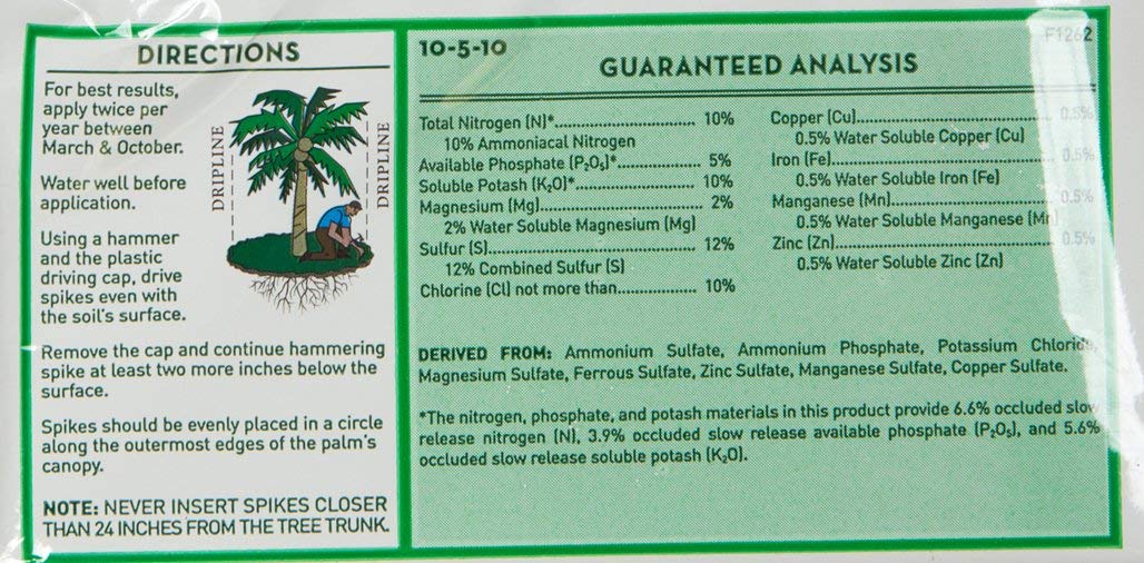 Jobe's Organics made in USA badge on palm tree spike packaging