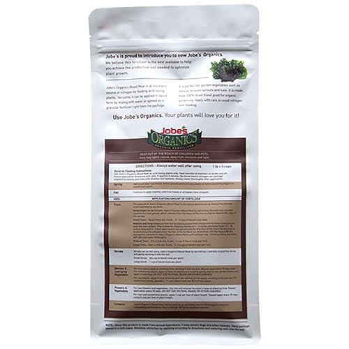 Organic blood meal for garden by Jobe's Organics delivering natural nitrogen to healthy plants.