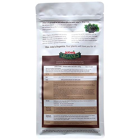 Organic blood meal for garden by Jobe's Organics delivering natural nitrogen to healthy plants.
