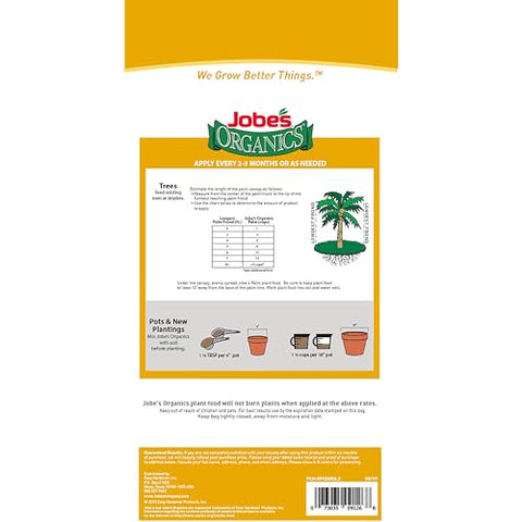 Jobe's Organics palm-tree fertilizer 4-2-4, designed to nourish lush, healthy fronds.