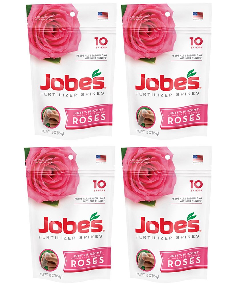 Jobe's Organics rose fertilizer spikes for time-release nutrients boosting blooms and root health