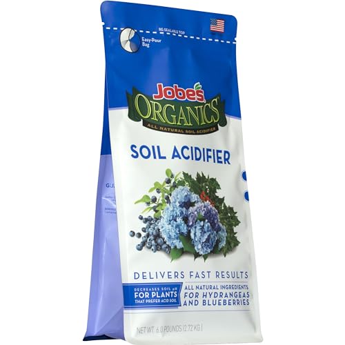 Jobe's Organics soil acidifier grains closeup showing natural sulfur for pH balance.