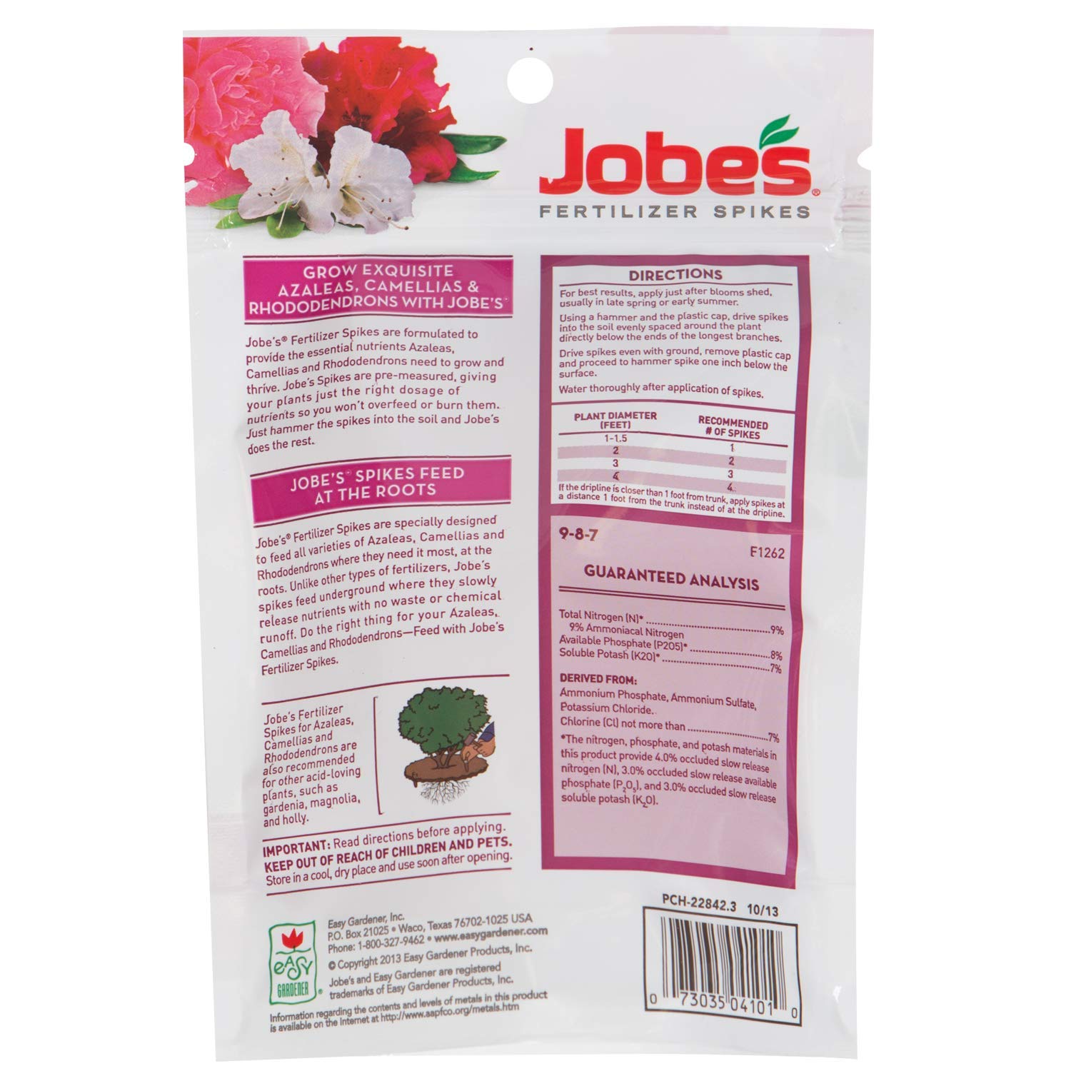 Jobes Organics spikes in soil delivering slow-release nutrients for healthy plants