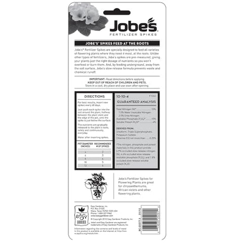 Jobe's Organics spikes placed at the plant root delivering steady feeding