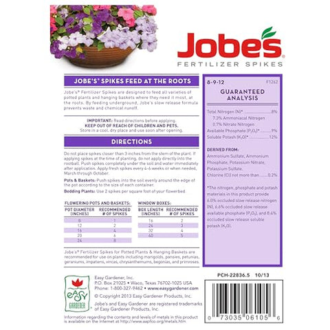 Jobes Organics spikes delivering steady root nourishment