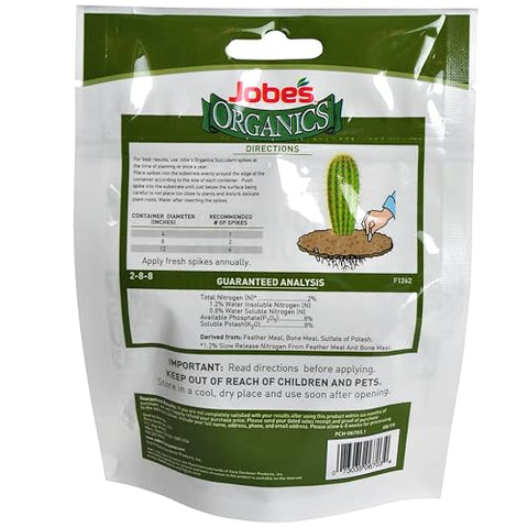 Spikes inserted in a succulent pot to nourish at the root level.