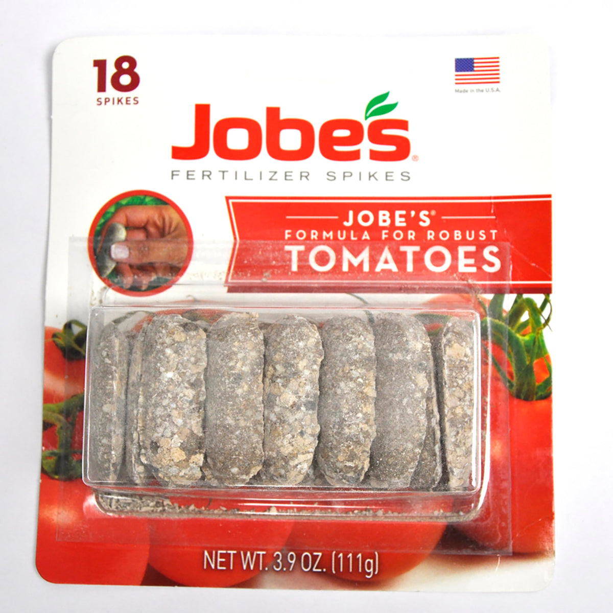 Jobe’s Organic Tomato Fertilizer Spikes packaging for easy storage