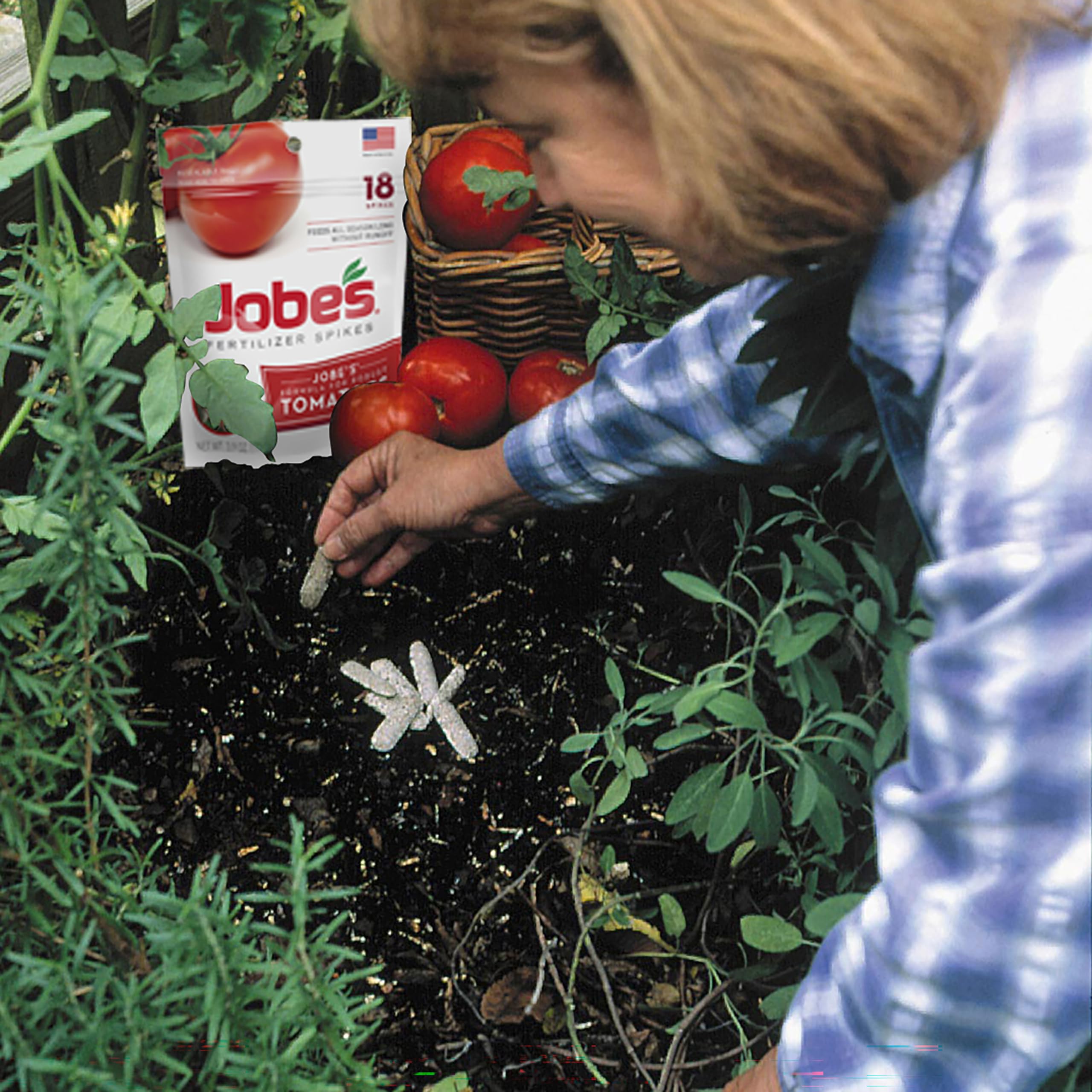 Jobe’s Organic Tomato Fertilizer Spikes waterproof pouch for storage
