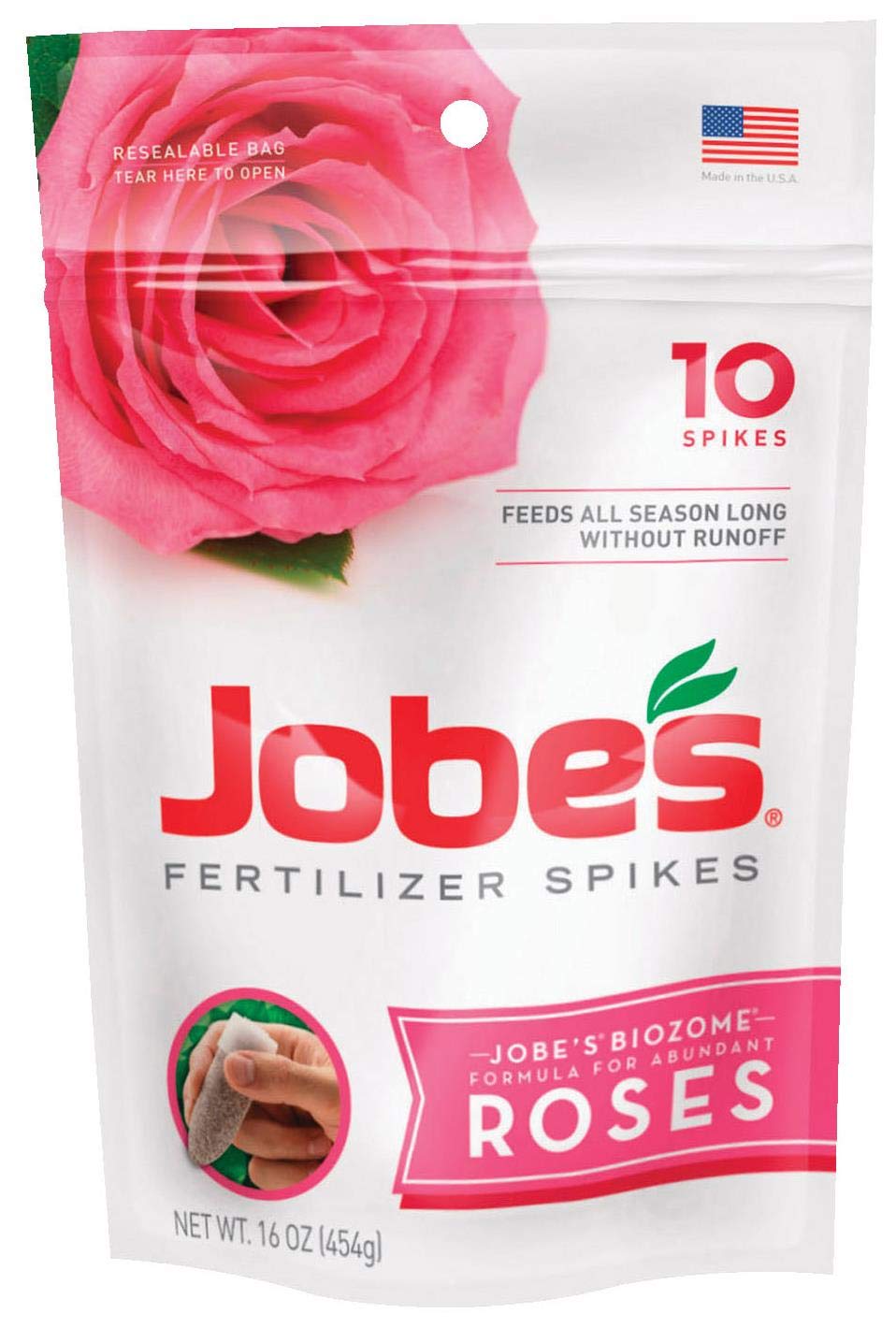 Jobes Rose Fertilizer Spikes provide steady nutrients for vibrant rose growth.