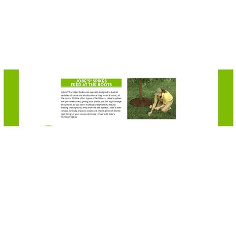 Jobe's spikes are inserted around the dripline for targeted feeding with minimal mess