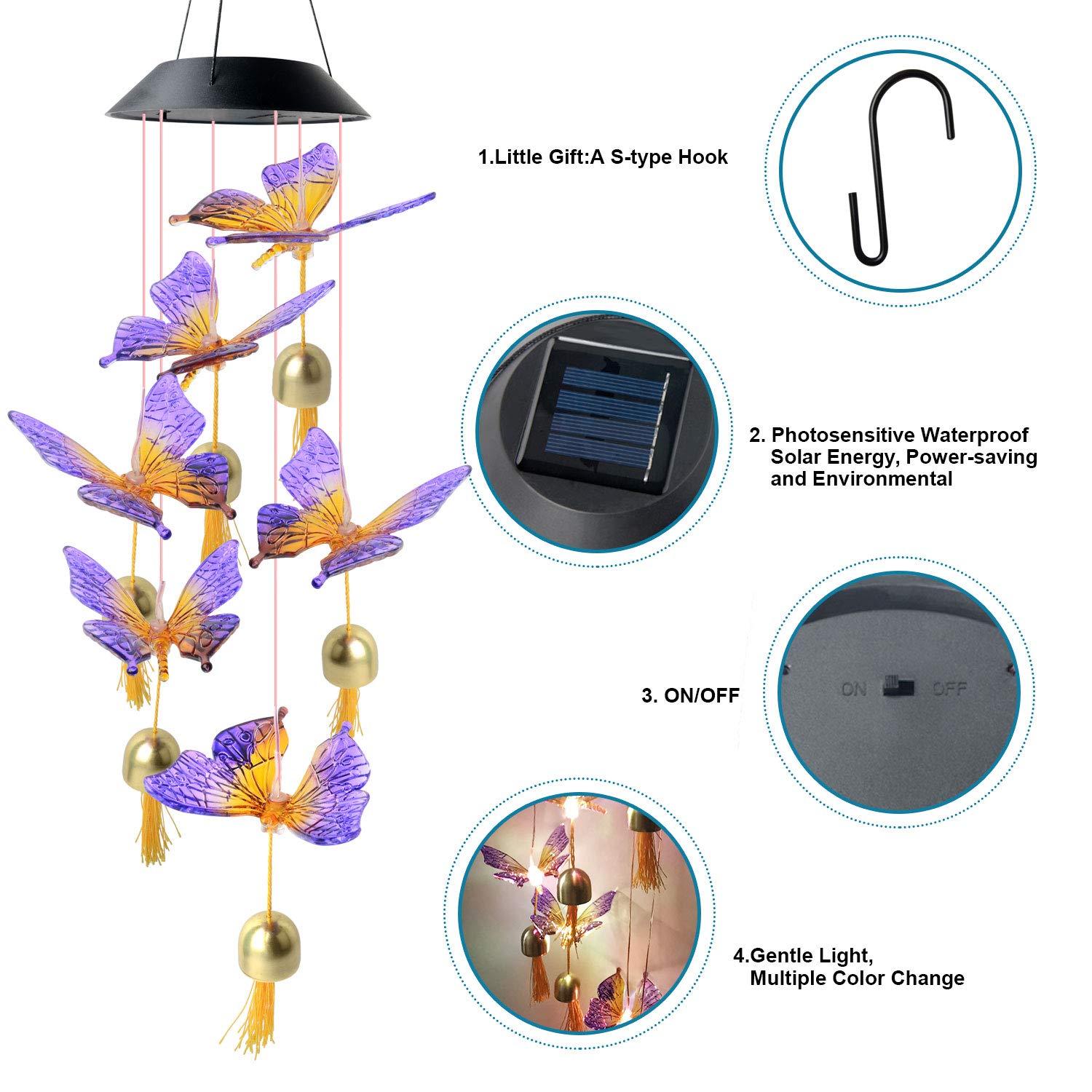 JOBOSI butterfly multi-colour butterflies rotate hues for vibrant ambiance.