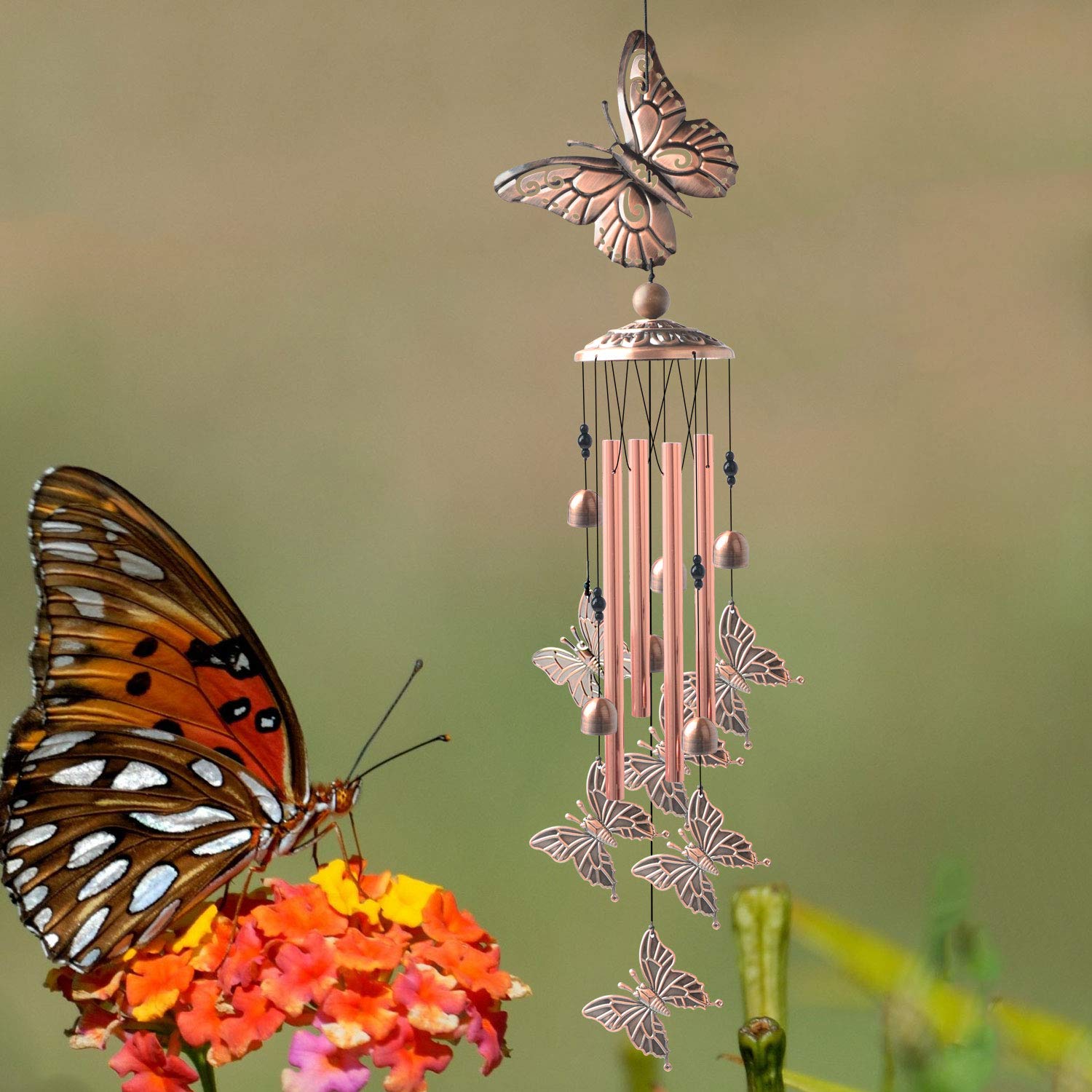 JOBOSI Butterfly Wind Chimes aluminum tubes deliver crisp garden tones.