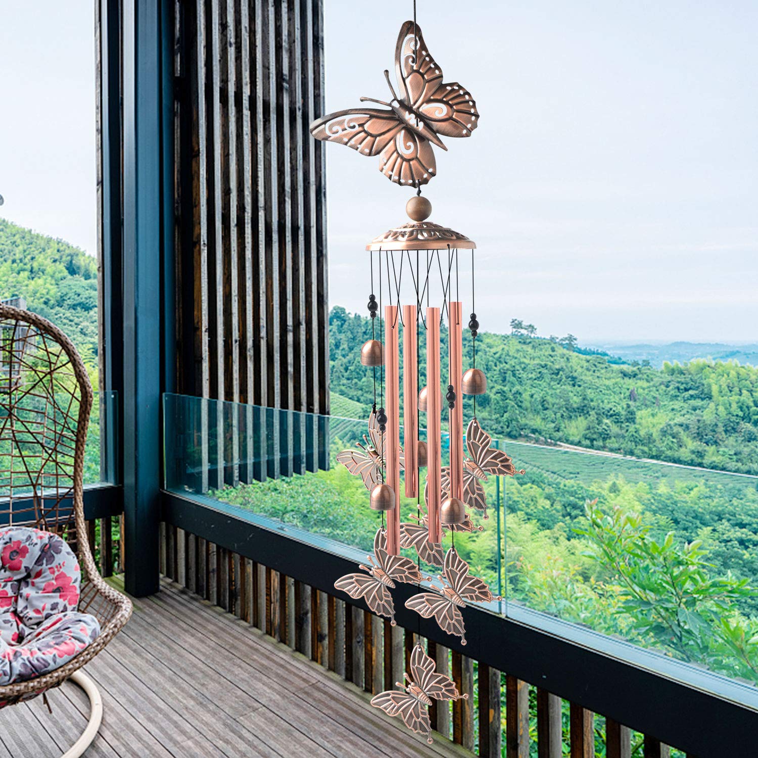 JOBOSI Butterfly Wind Chimes big lucky bead adds focal sparkle.