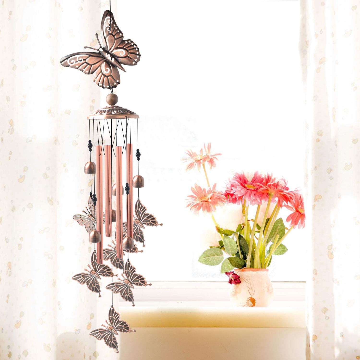 JOBOSI Butterfly Wind Chimes lucky beads accent garden decor and sound.