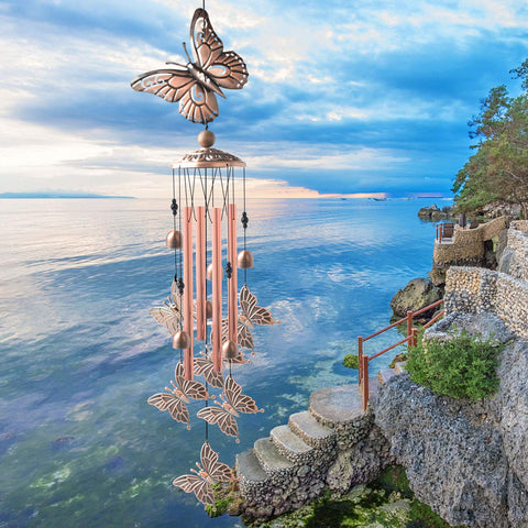 JOBOSI Butterfly Wind Chimes nylon rope for easy outdoor hanging.