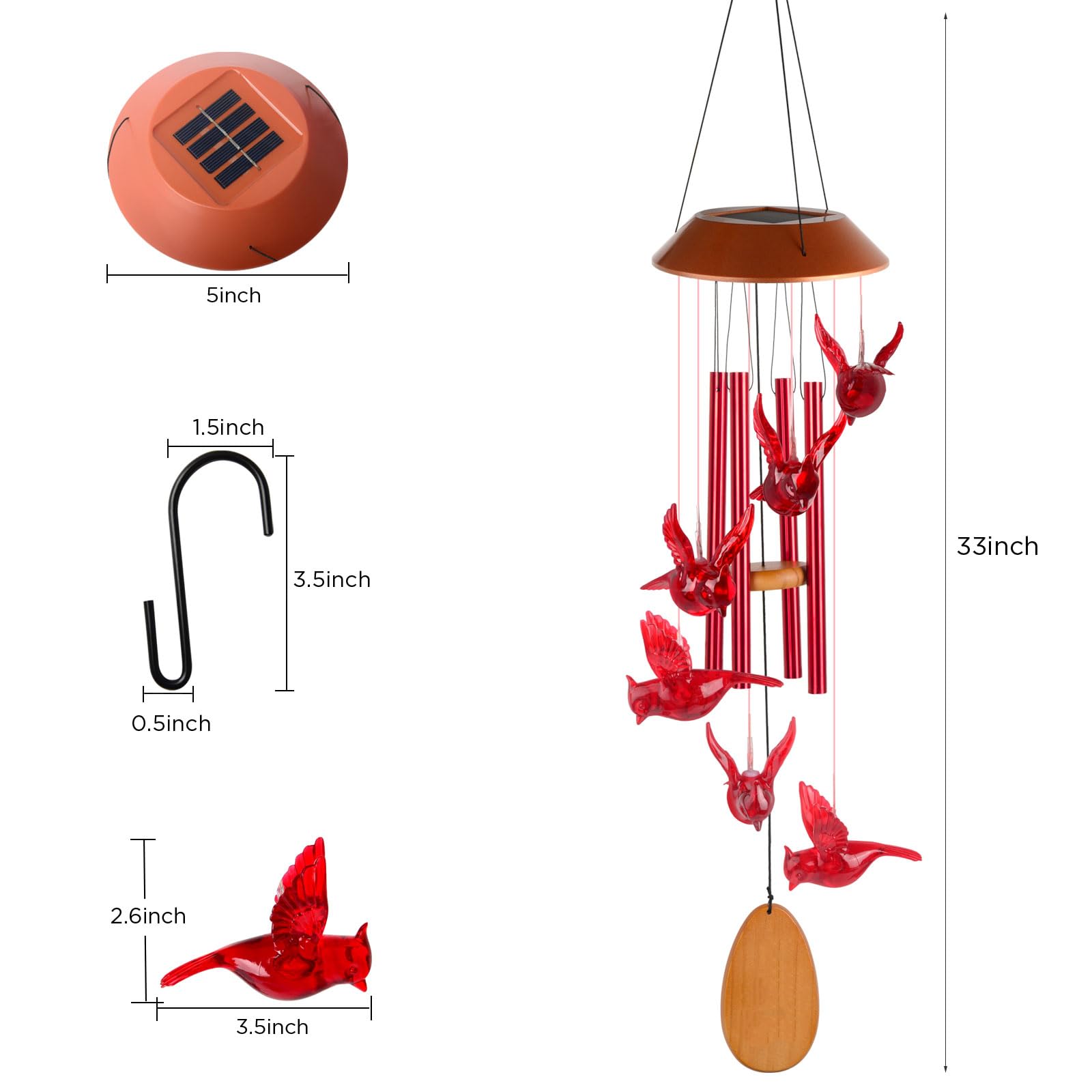 JOBOSI cardinal bird chimes make a thoughtful gift for mom or grandma.