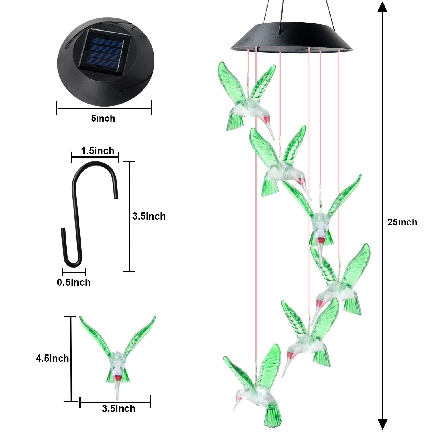Jobosi colorful night-light wind bell brightens outdoor or indoor spaces at night.