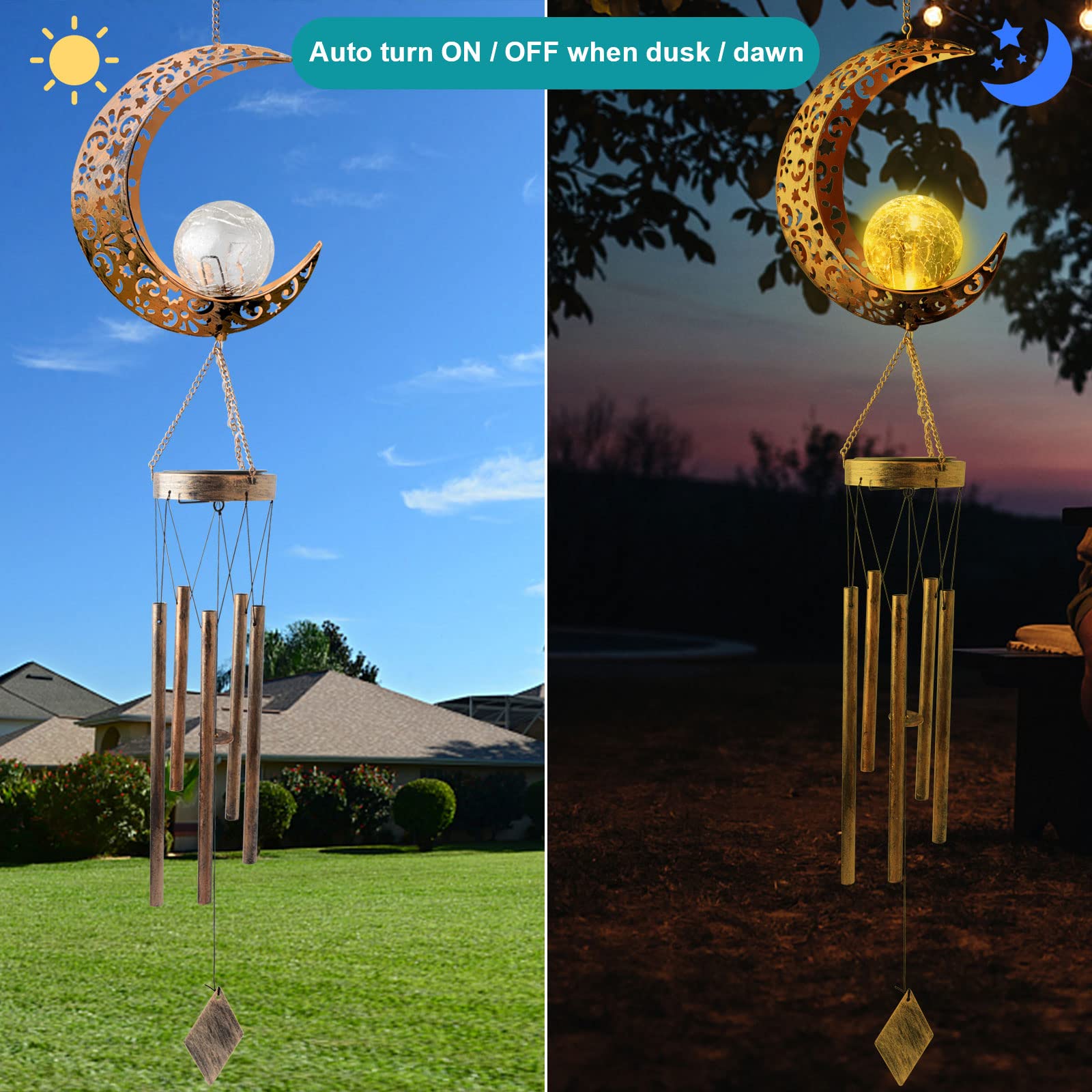 JOBOSI cracked glass ball light adds crystal-like glow to your yard at night