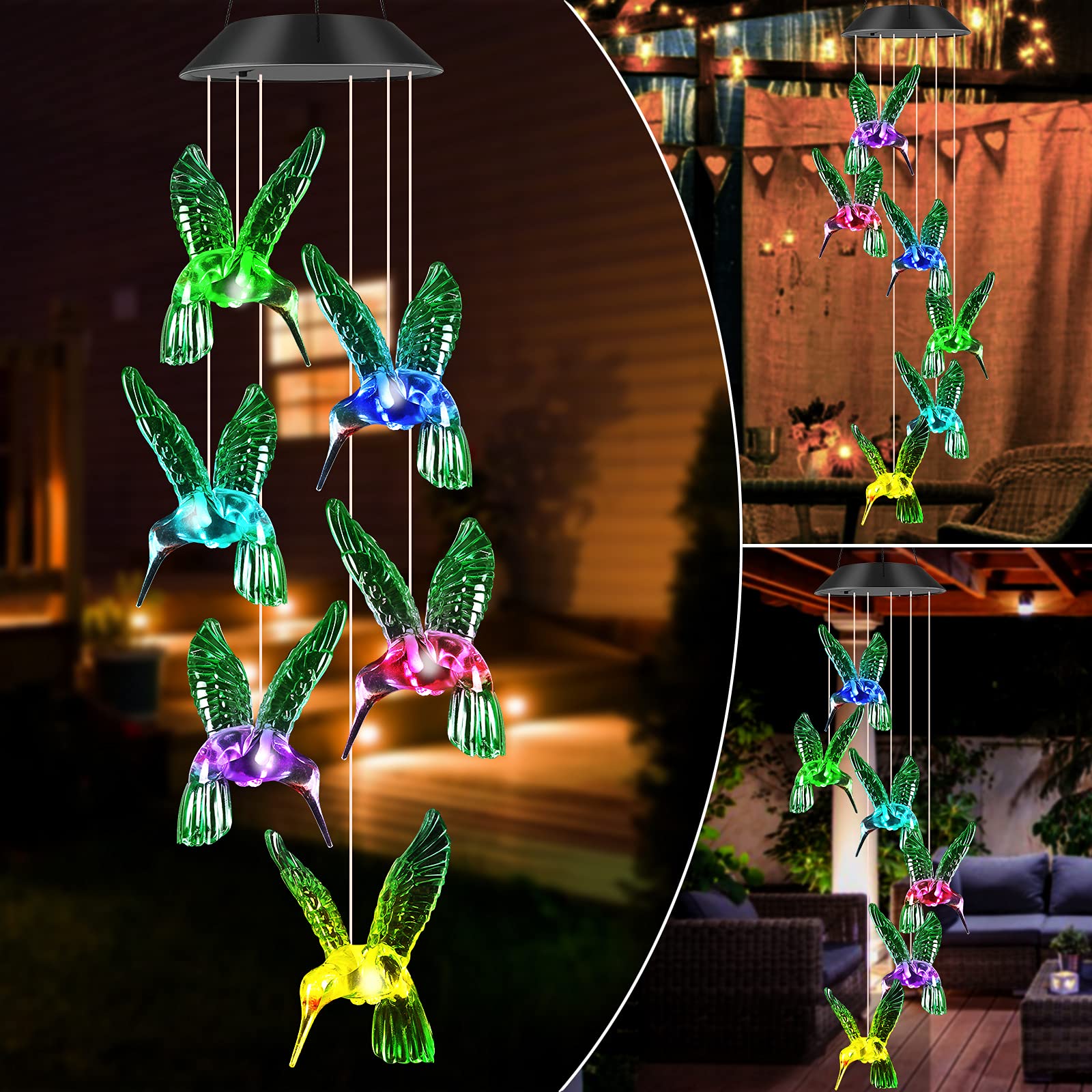 Jobosi hummingbird decor light for patio creates a soothing glow.