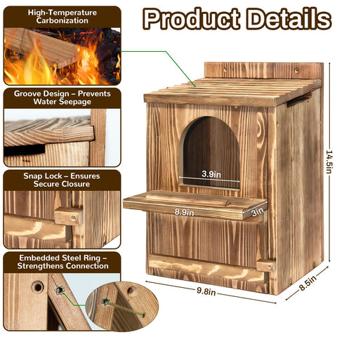 Jobsonslates large owl house side view for outdoor setup