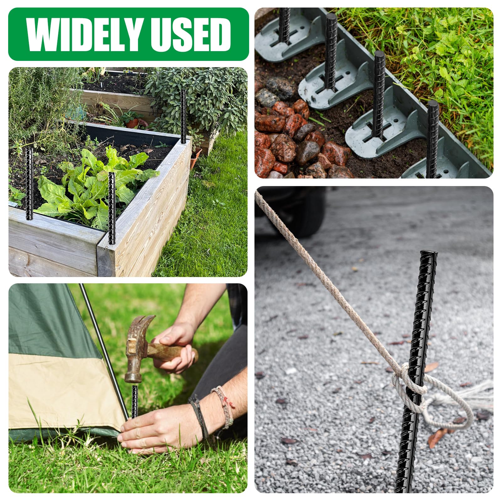 Set of four JOBVERT stakes offers flexible outdoor anchoring options.