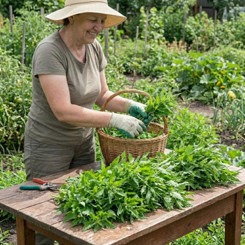 JOCADEW Epazote garden setup image with outdoor beds and containers
