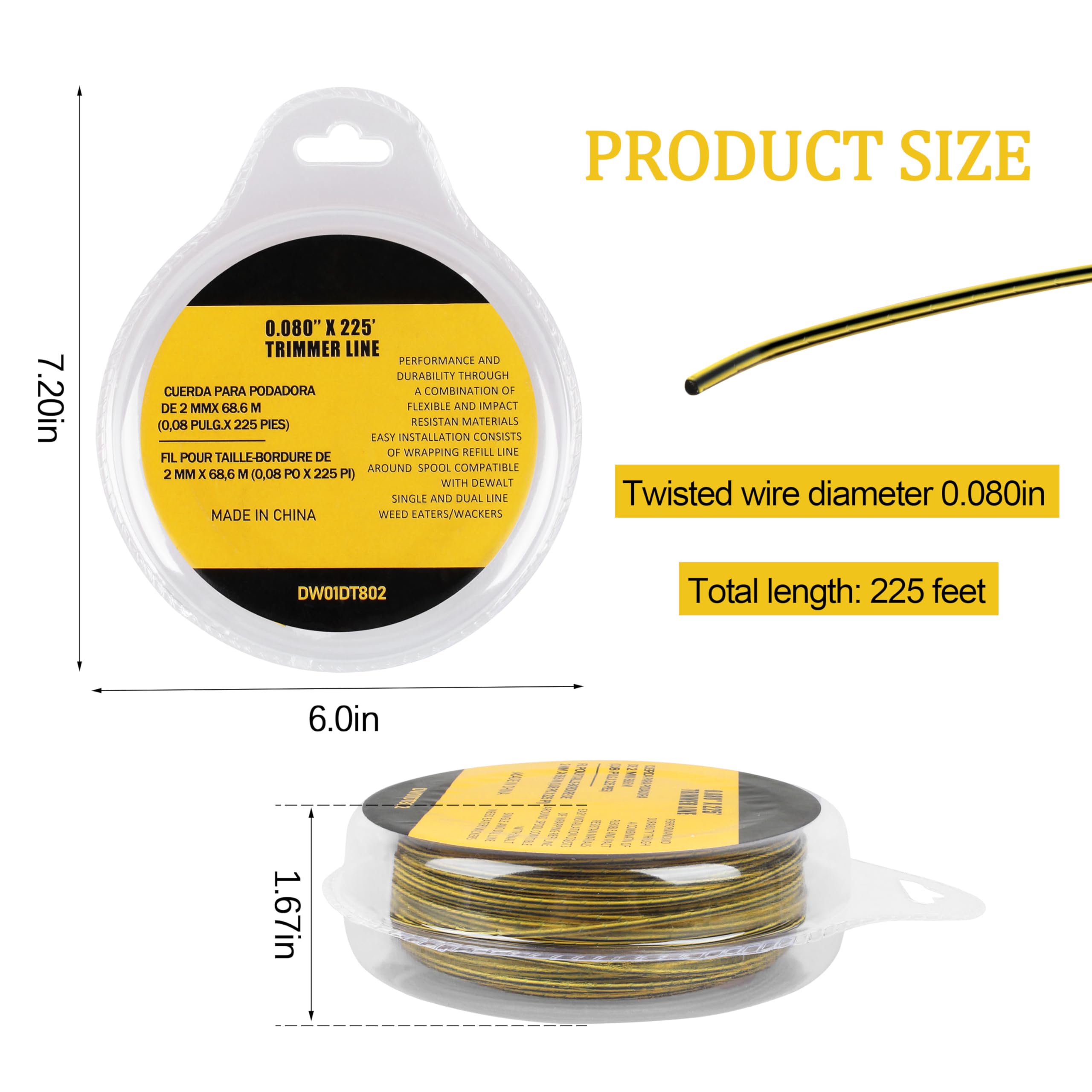 JODDMTTY DWO1DT802 line close-up shows robust construction for durability.