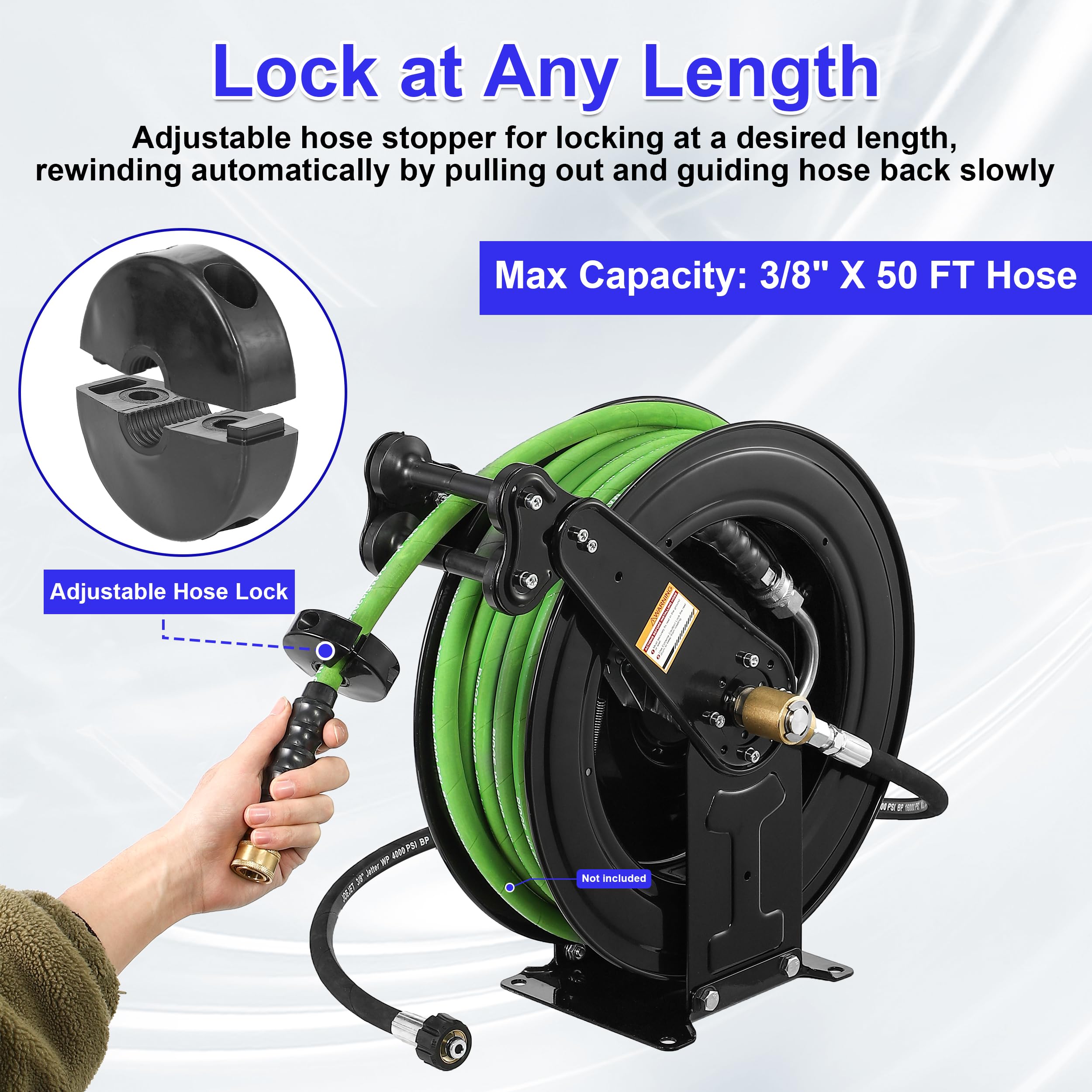 JOEJET 360-degree inlet joint enables flexible hose routing.