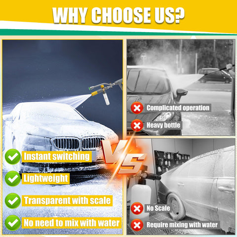 JOEJET dual wand foam cannon assembly demonstrating quick switching between wash and rinse tasks
