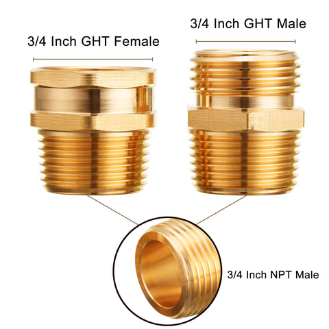 JOEJET brass fittings with 3/4 GHT female connect hoses smoothly