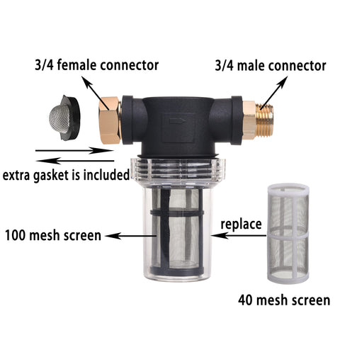 JOEJET 40-mesh screen filtration captures debris before entering pump.