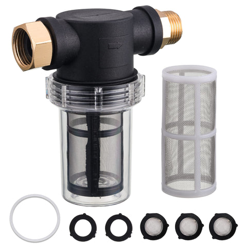 JOEJET garden hose filter inlet attachment for easy installation and pump protection.