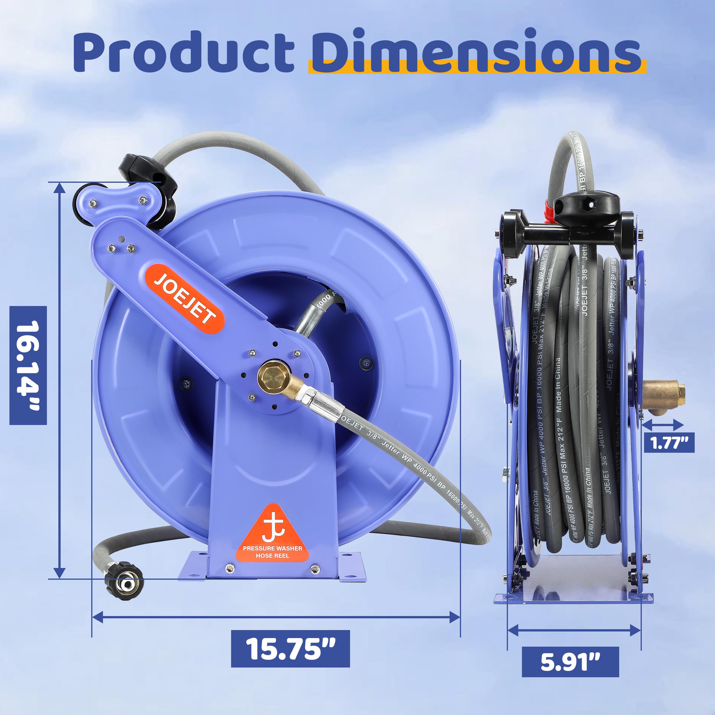 JOEJET heat-tolerant hose handles up to 212°F.