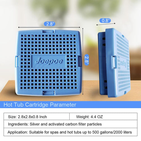 Joepoe blue two-pack packaging shown for convenient spa maintenance.