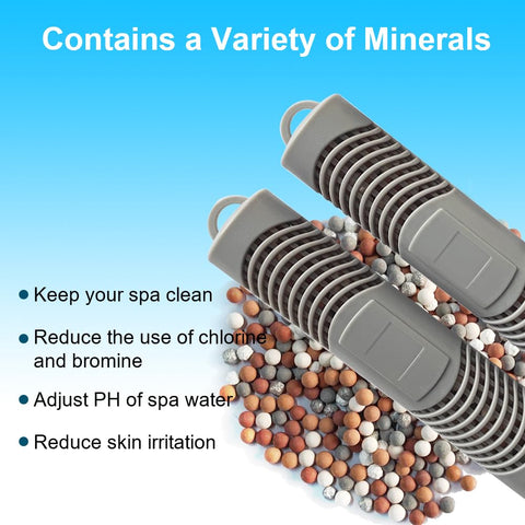 Joepoe spa mineral sticks in use enhance water freshness and filtration.