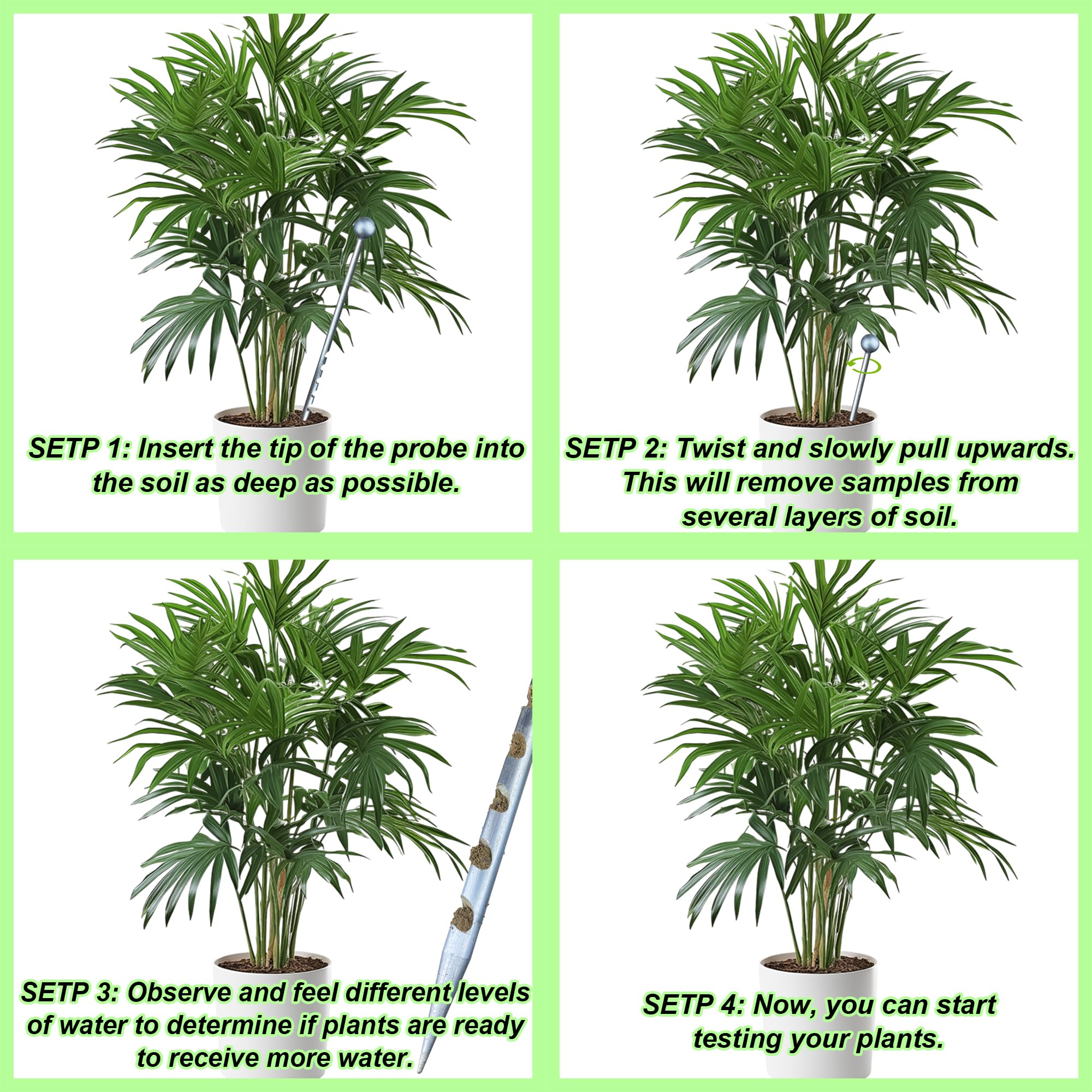 Joewuzun probe testing moisture depth for plant watering decisions